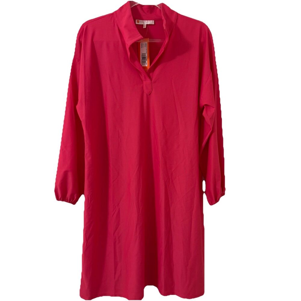 Jude Connally Shift Dress M Hot Pink Hibiscus Florence Jude Cloth Made In USA